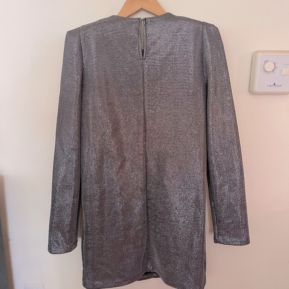 H&M Metal Effect Long Sleeve Mini Dress with Shoulder Pads - Picture 4 of 6